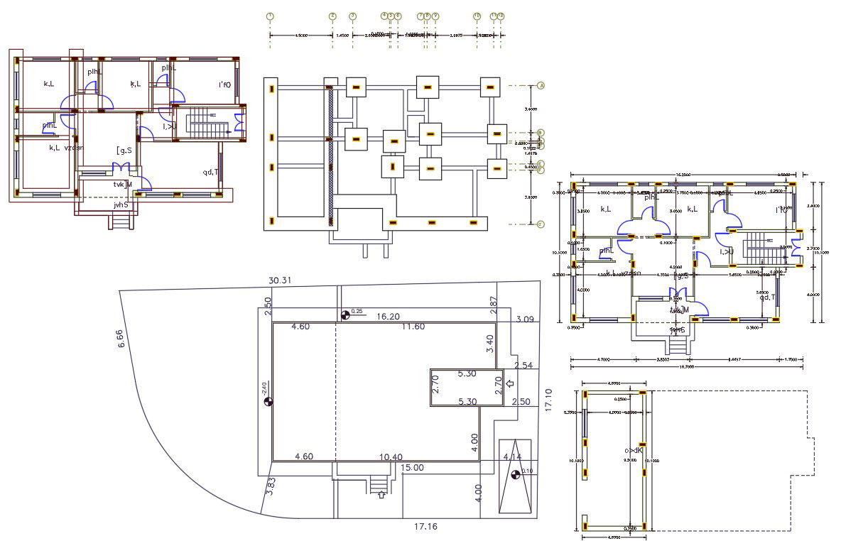 32' X 52' House Plan Design DWG File (185 Sq Yards)