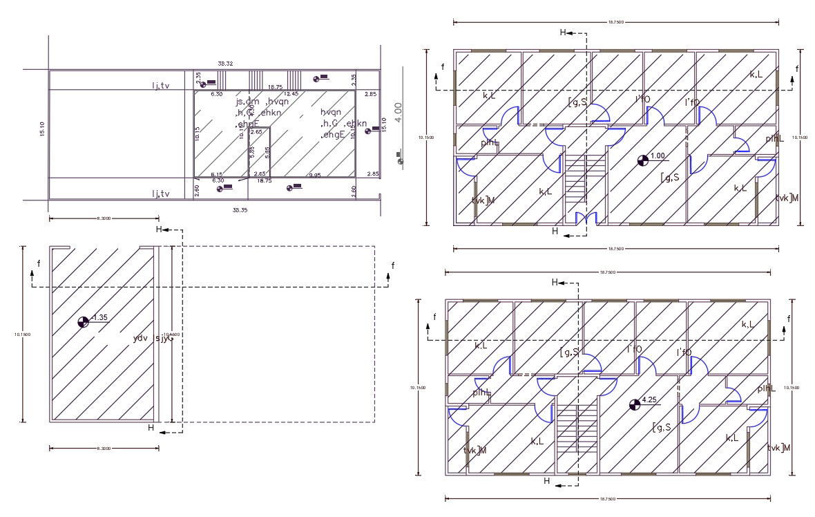 32' X 60' Apartment Cluster Plan DWG File
