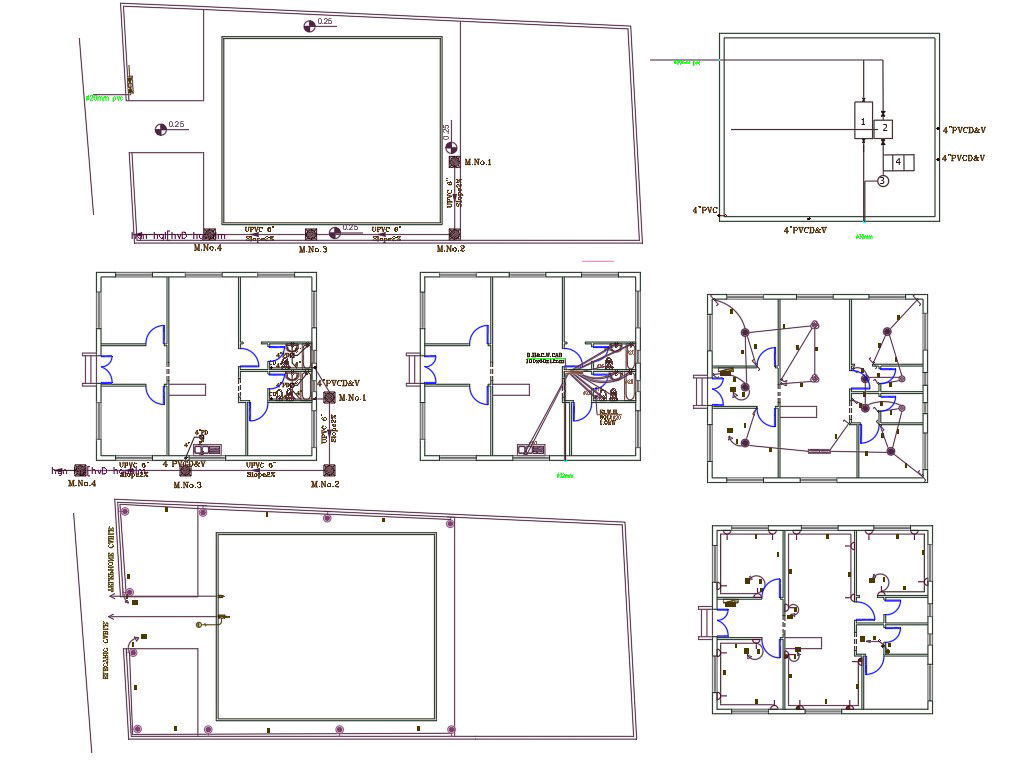 32 by 40 Feet House Wiring and Plumbing Layout Plan