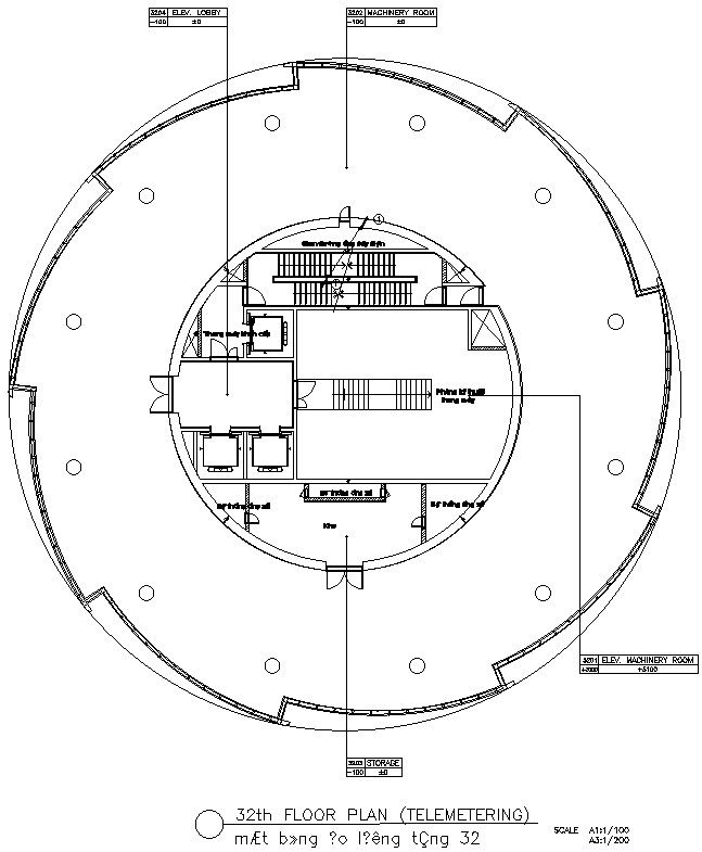 32th floor plan of telemetering in AutoCAD 2D drawing, dwg file, CAD file