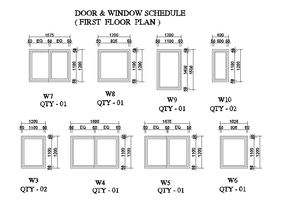 32x16m church plan of window schedule is given in this Autocad drawing file.Download now.