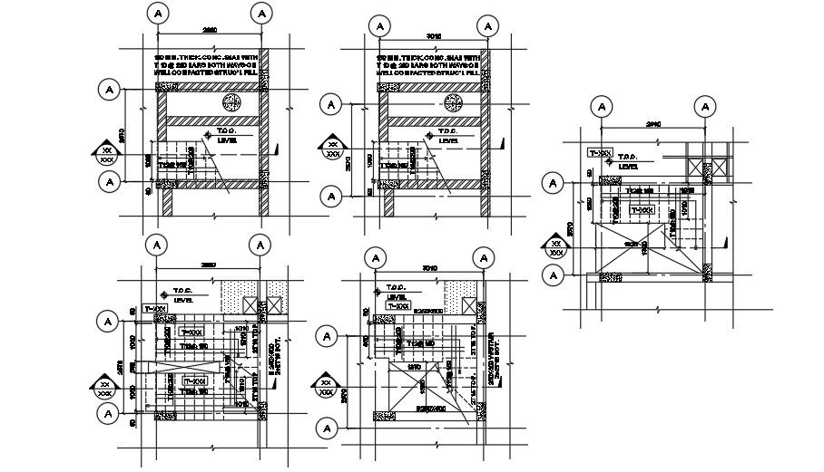 32x17m building slab cum wall section AutoCAD drawing model