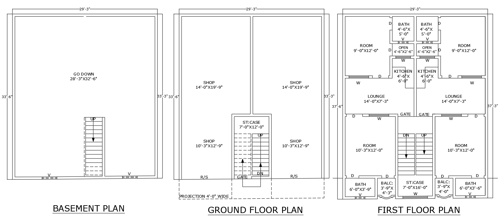 AutoCAD Design of 33.6ft×29.3ft Shop with Home Above