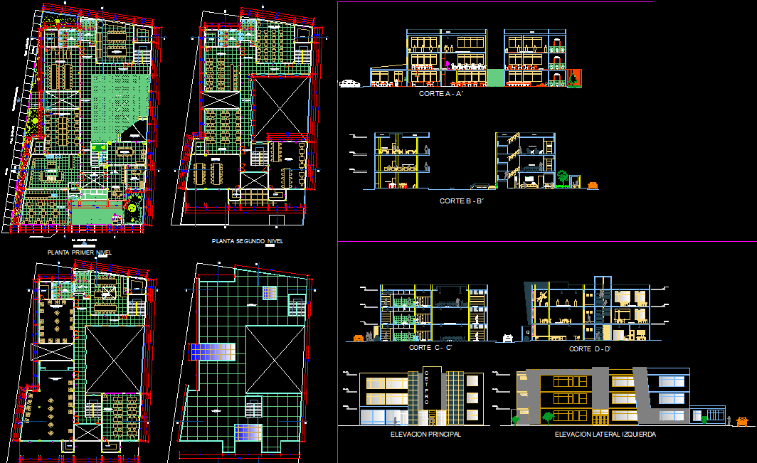 Community Hall AutoCAD Drawing with Plans Sections and Elevations