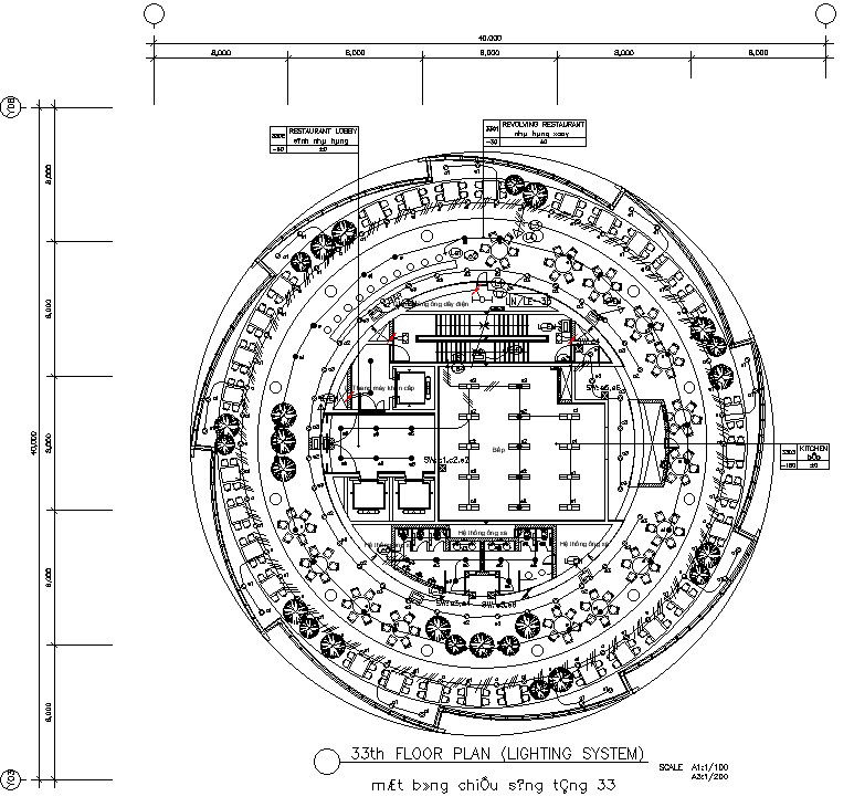 33th floor plan of lighting system in AutoCAD 2D drawing, CAD file, dwg file