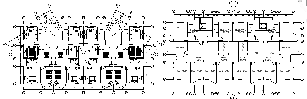 33x16 Meter 2 BHK Apartment Building AutoCAD Plan