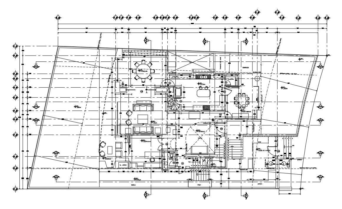 33x18m first floor house plan is given in this Autocad drawing file. Download now.