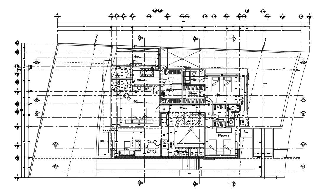 33x18m second floor house plan is given in this Autocad drawing file. Download now.