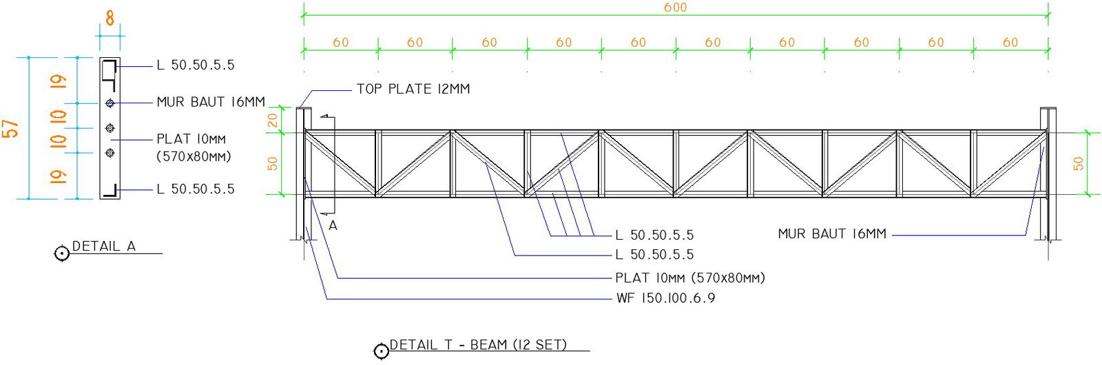 33x30m warehouse building beam section CAD drawing