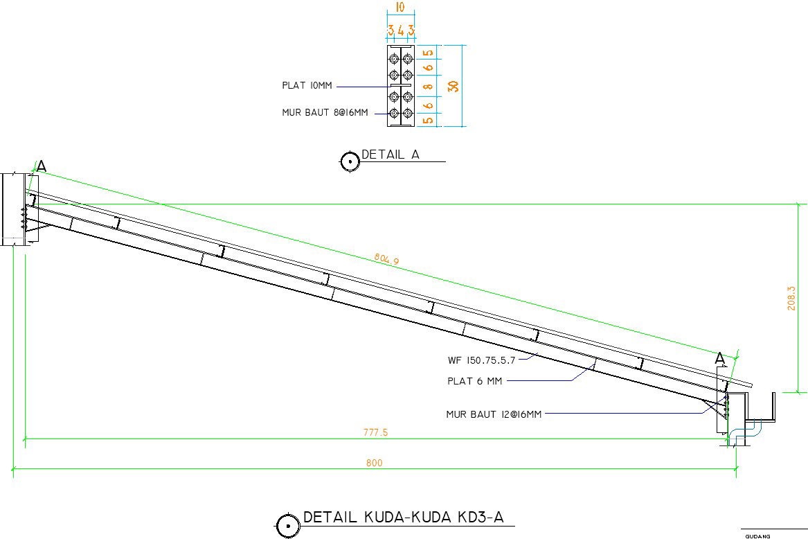 33x30m warehouse building roof joint view is given in this file