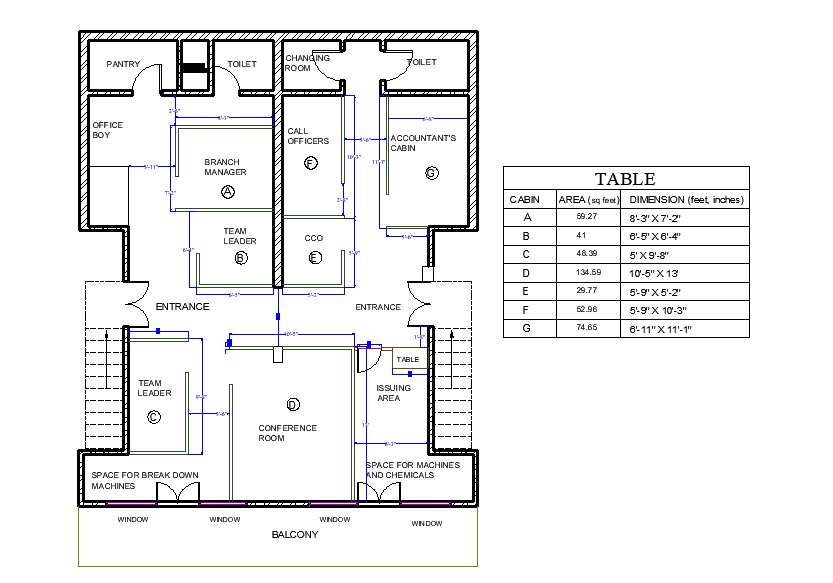 33’ x 39’ Office AutoCAD Plan Layout DWG File