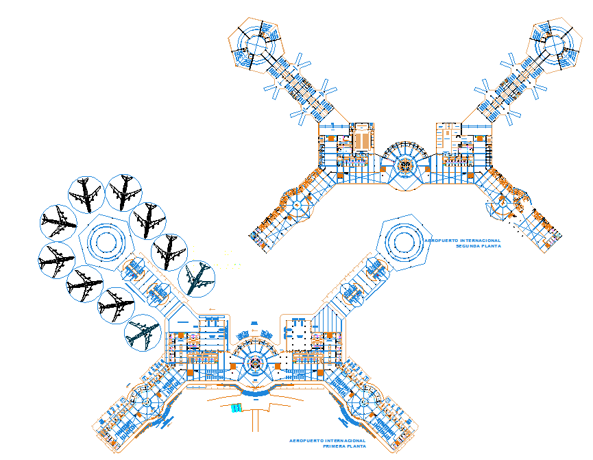International Airport DWG Design with Terminal and Runway Layouts