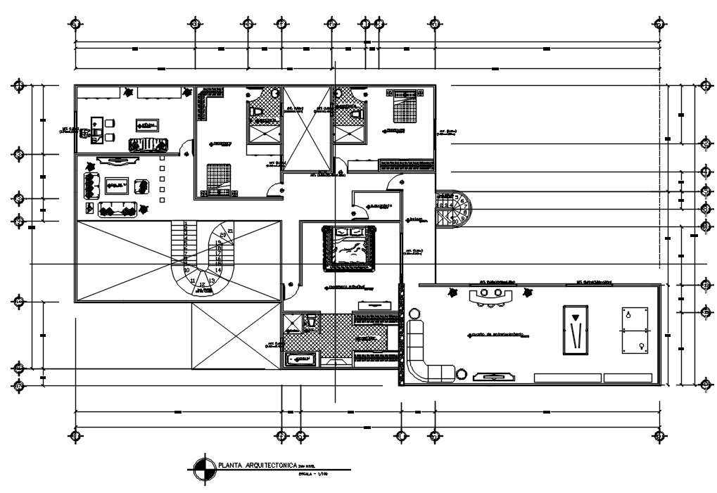 34X17 Meter House First Floor Plan AutoCAD Drawing DWG File