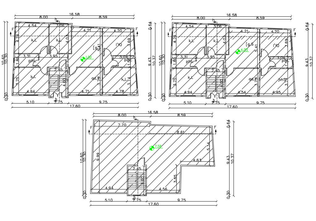 34' X 54' Plot Size 4 BHK House Plan Drawing DWG File