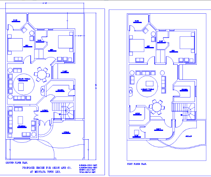 34'X65' 2BHK G+1 house plan AutoCAD DWG file.Download Autocad Drawing file.