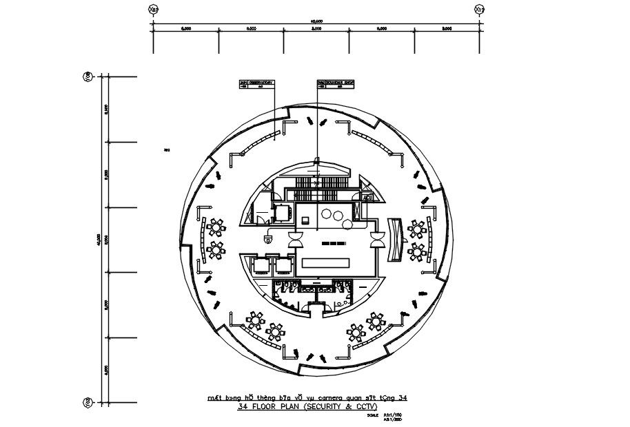 34th floor plan of security & CCTV in detail AutoCAD drawing, dwg file, CAD file