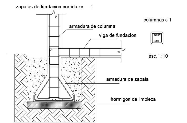34x10m residential building foundation vertical section cad drawing