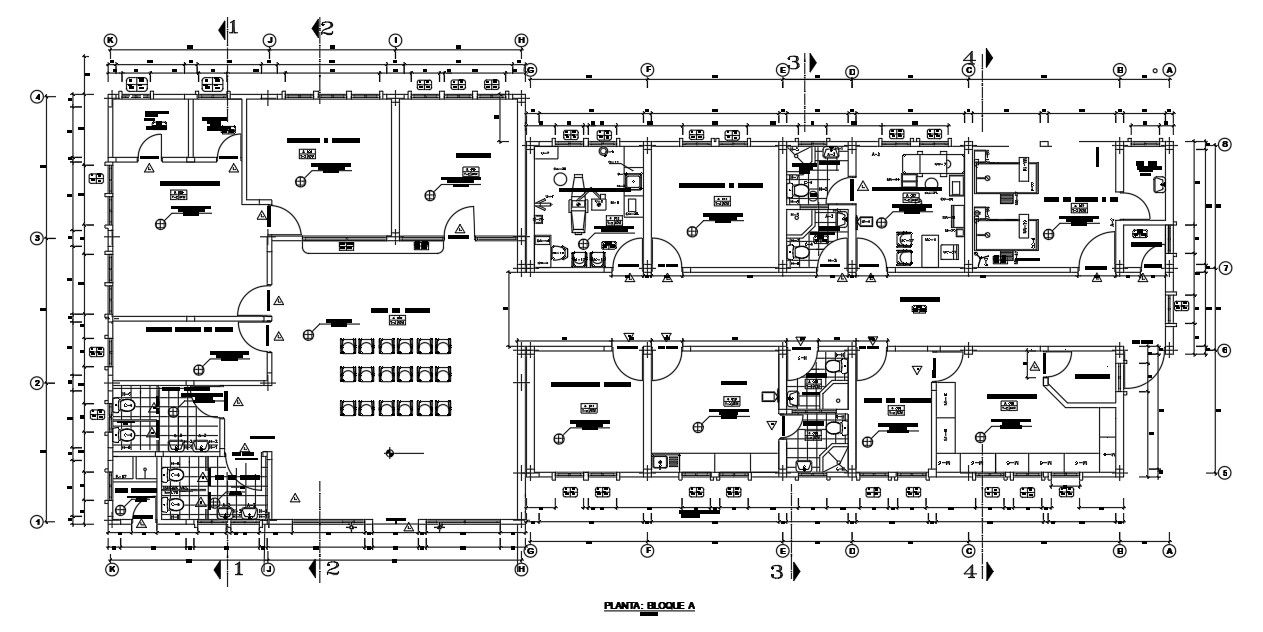 34x14m hospital plan is given in this AutoCAD drawing model. Download now.