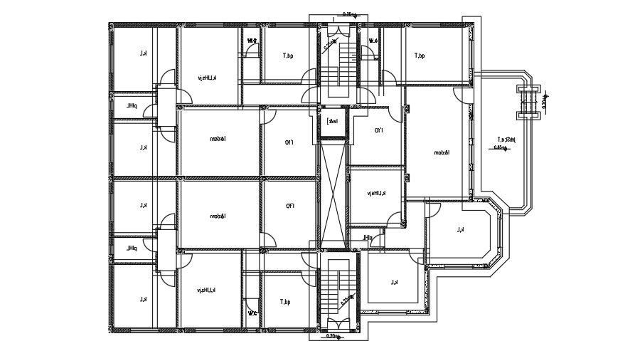 34x23 Meter Apartment First Floor Plan Layout AutoCAD DWG File