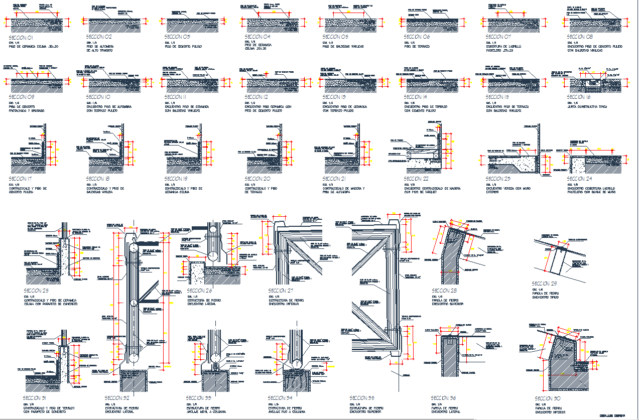 35 type of plumbing detail and sections in cad drawing