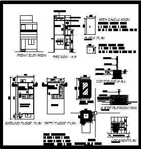 3.50m x 8.57m Architectural Drawing with Elevation and Section