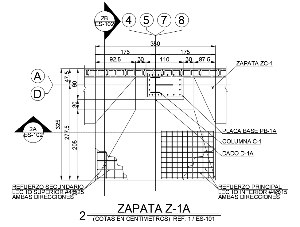 350x325mm foundation plan is given in this AutoCAD drawing model. Download now.