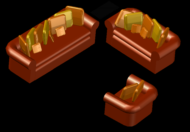 3D Sofa Set CAD Drawing Layout for Modern Interior Furniture Design