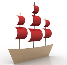 3D Ship AutoCAD Drawing with Rendered Design and Detailed Layout