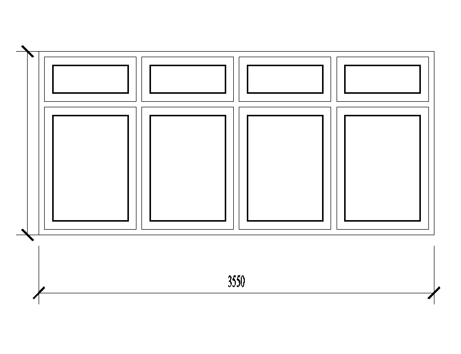 3550x1650mm window plan is given in this Autocad drawing file. Download now.