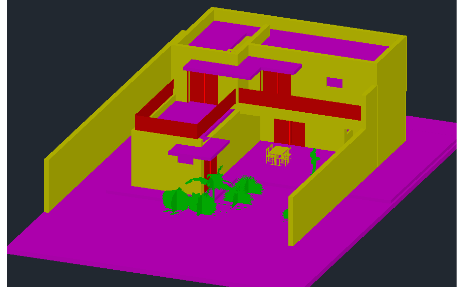 3D home design DWG with elevation and side view layout plans