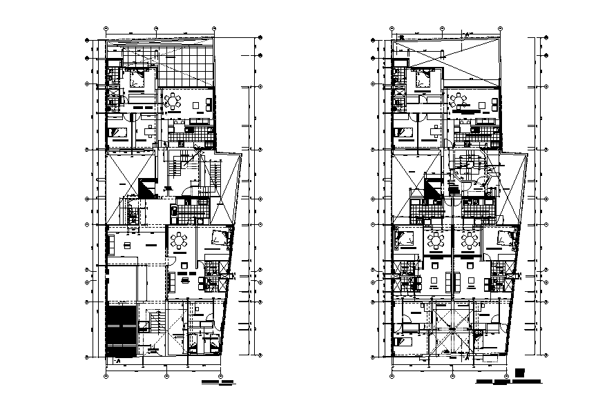 35X12 Meter 2 Bedrooms House Apartment Floor Plan AutoCAD Drawing DWG File