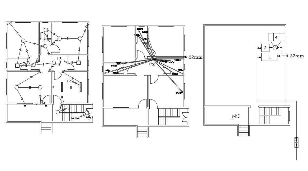 35' X 40 House Plumbing And Electrical Layout Plan Design