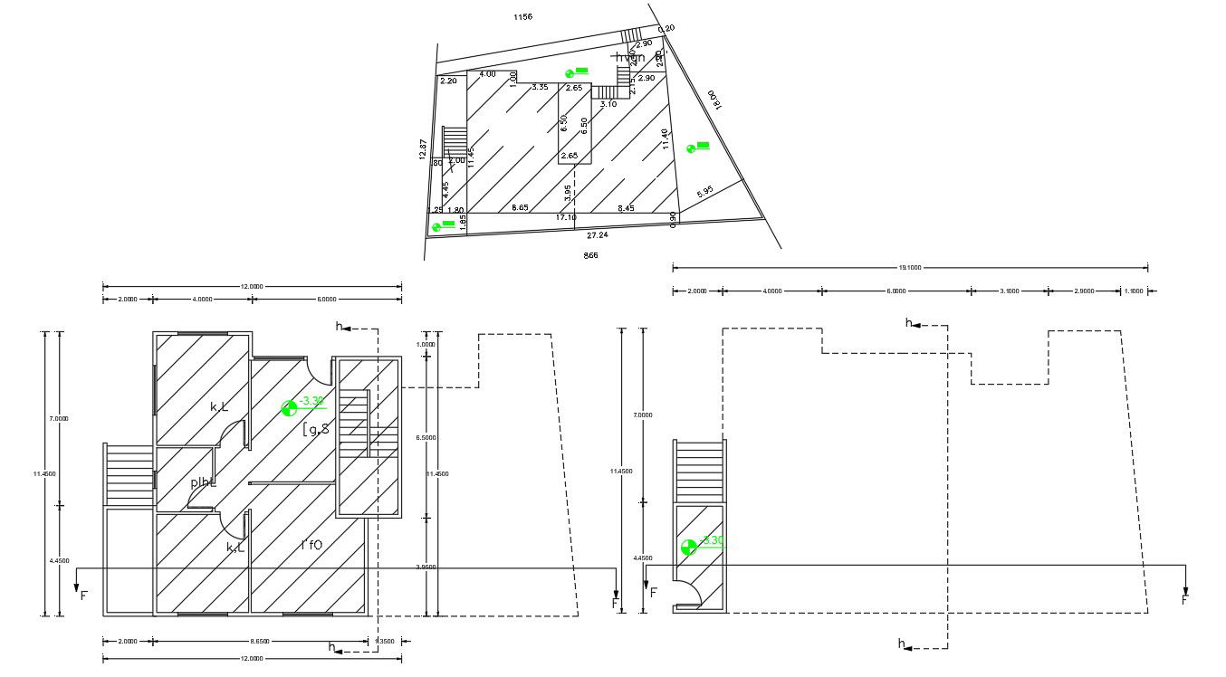35' X 60' Joint House Plot Plan AutoCad Drawing