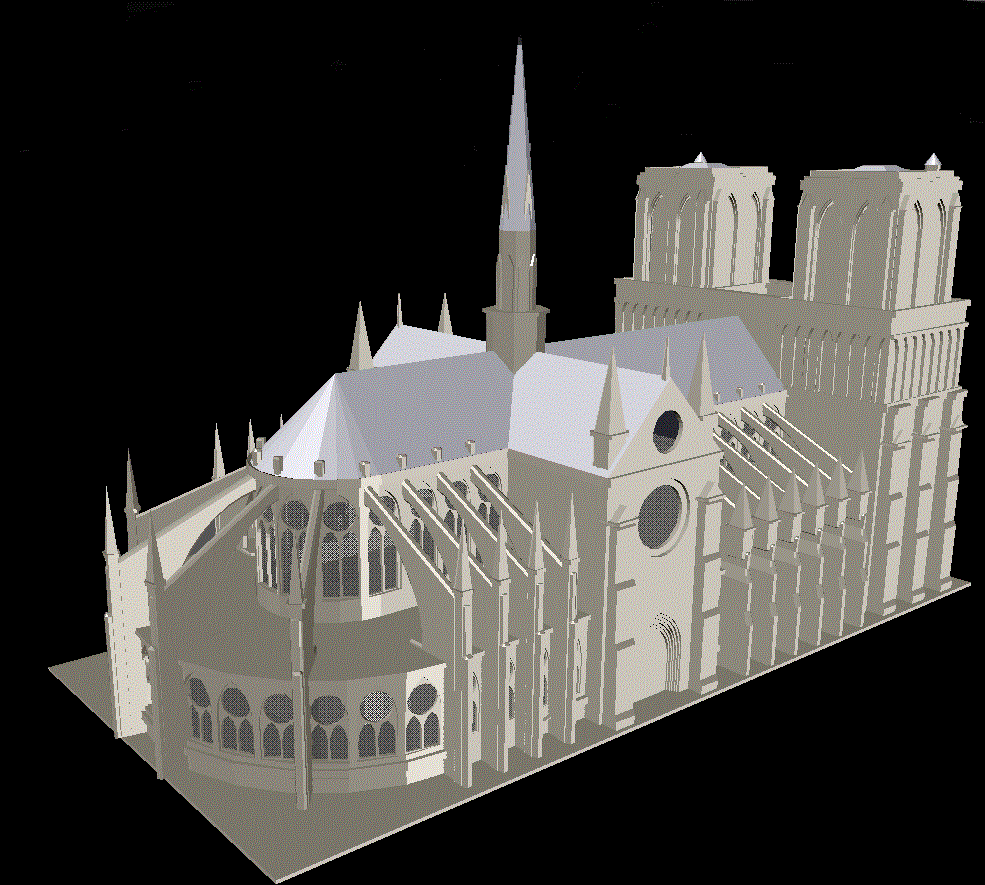 Notre Dame 3D CAD Drawing File in DWG Format for Building Design