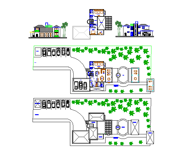 35ft x 16ft Bungalow Furniture AutoCAD Plan Layout