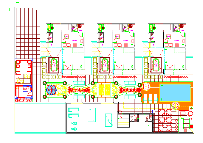 35x25 Meter Hotel AutoCAD Plan Layout