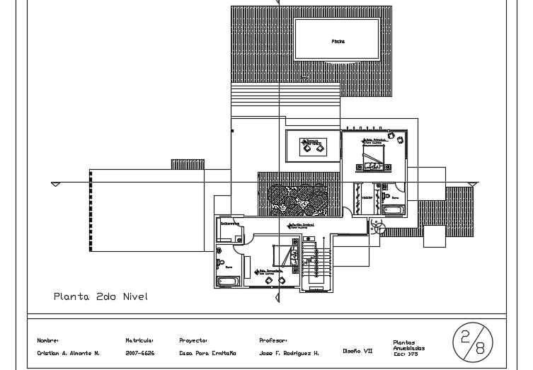 35x25m house plan second floor drawing is given