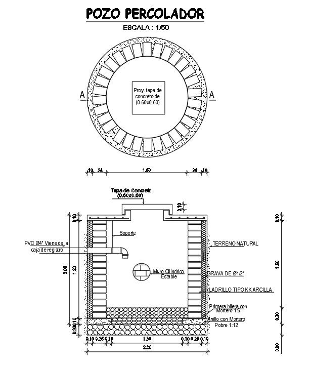 35x25m multi sports complex plan of the percolation well is given in this AutoCAD model. Download now.