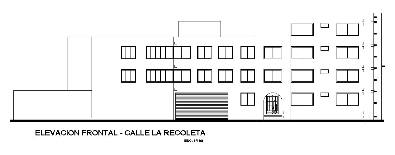 35x27m house building elevation view is given in this AutoCAD drawing model. Download now.