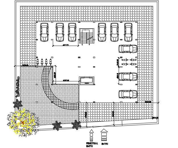 35x32m apartment ground floor plan cad drawing is given in this file