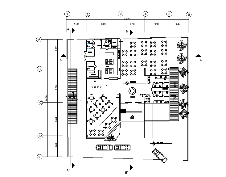 35x34m hotel plan is given in this Autocad drawing file. Download now.