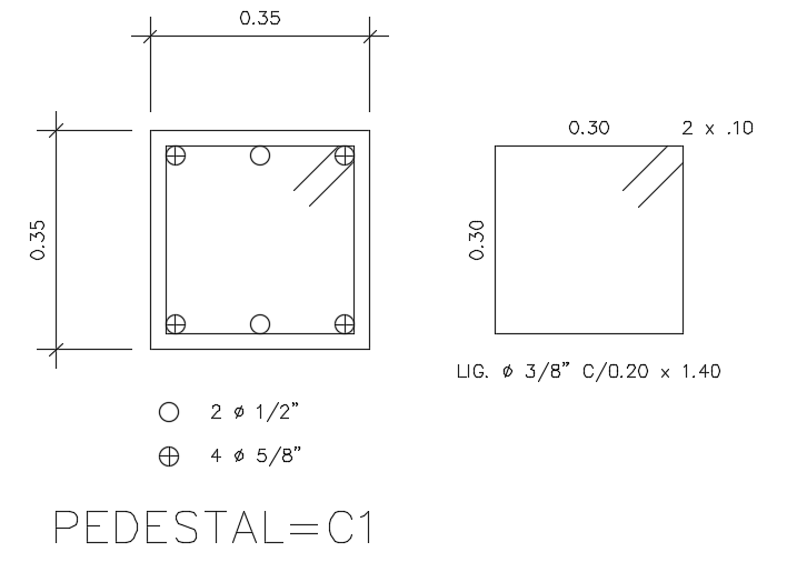 35x35cm column plan is given in this cad drawing model
