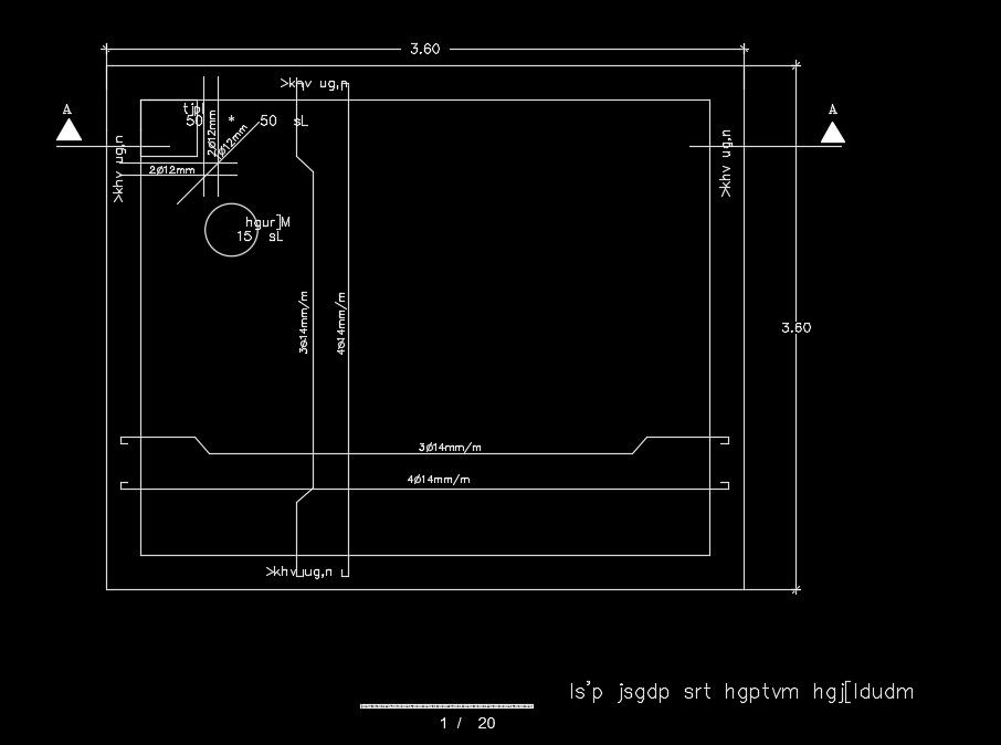 3600x3600mm water tank slab drawing