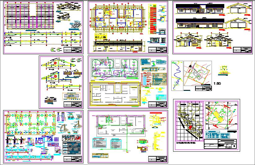 Health Centre Plan with Structural Sections and Service Layouts