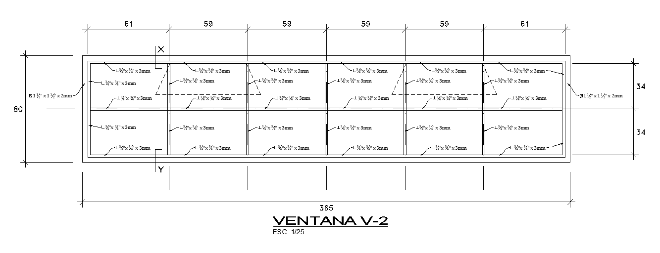 365x80 window plan 2D CAD DWG drawing