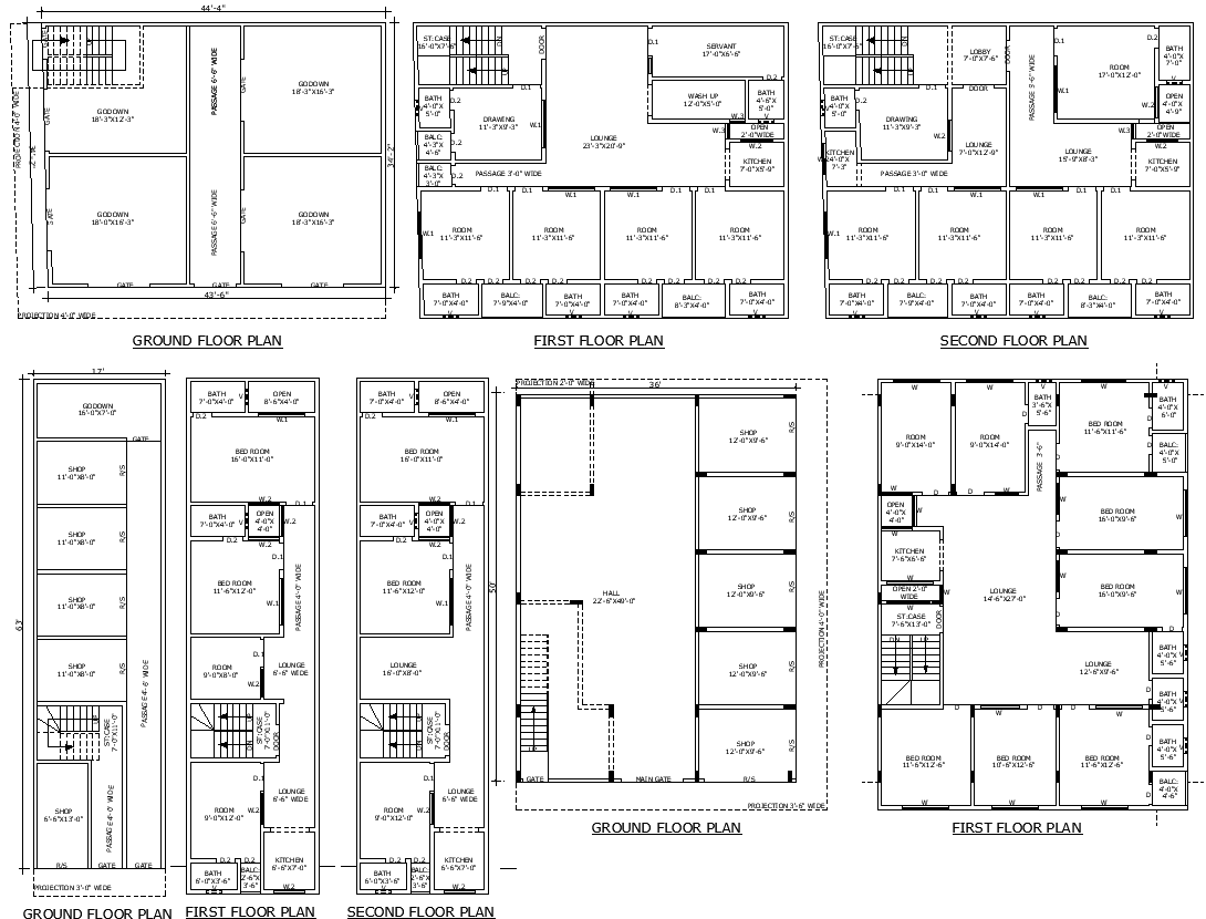 36FT to 50FT Modern House Plans And Shop Design Details AutoCAD DWG File 