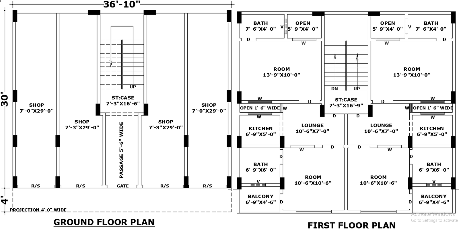 36x30 CAD for Mixed-Use Residential and Commercial Space