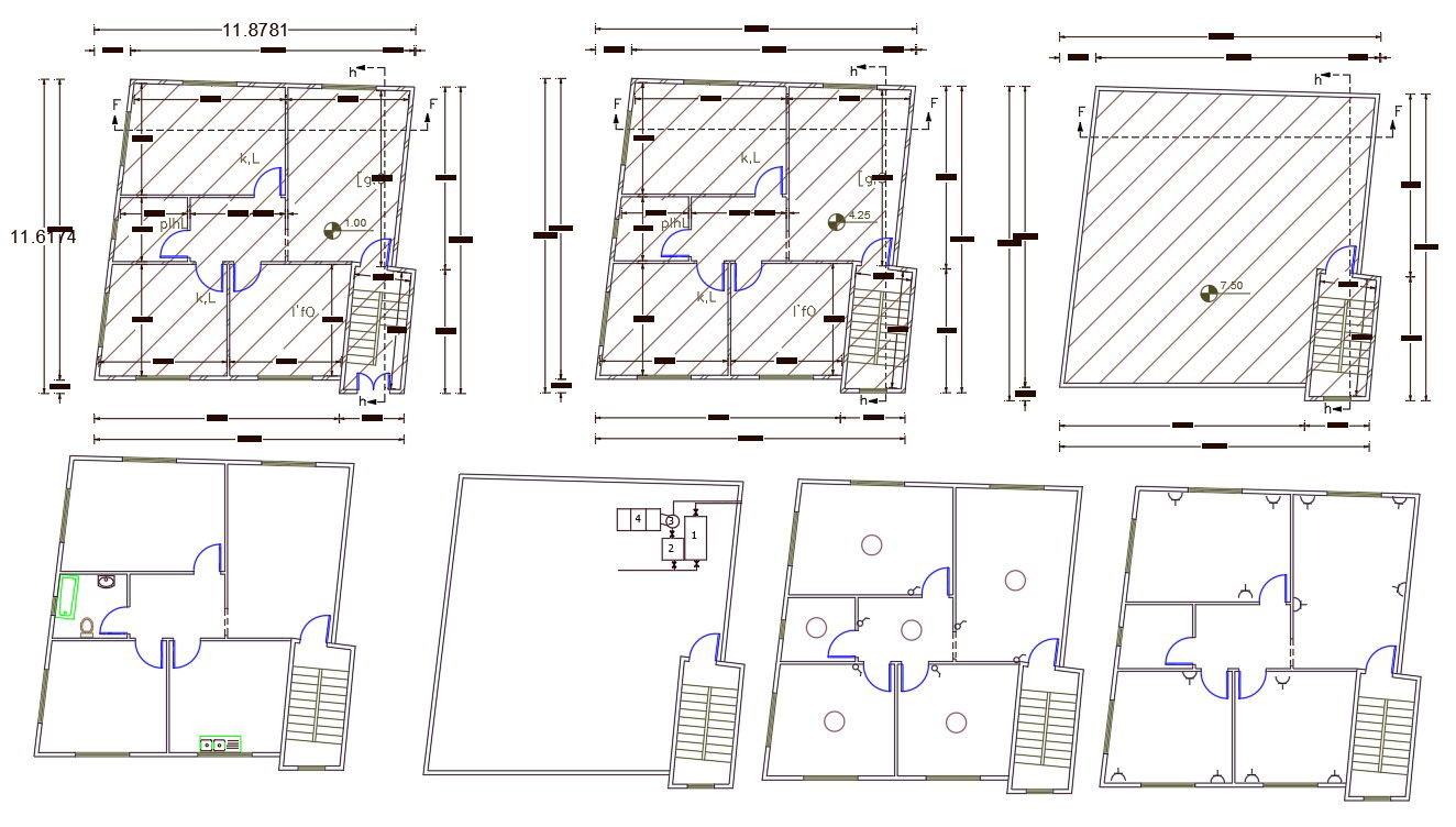 36 X 36 Feet House Plan AutoCAD File