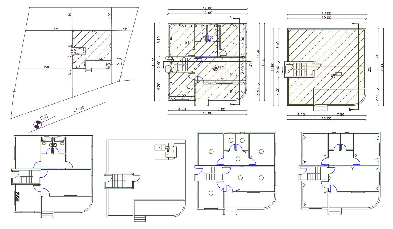 36 X 40 Feet 2 BHK House Plan AutoCAD File
