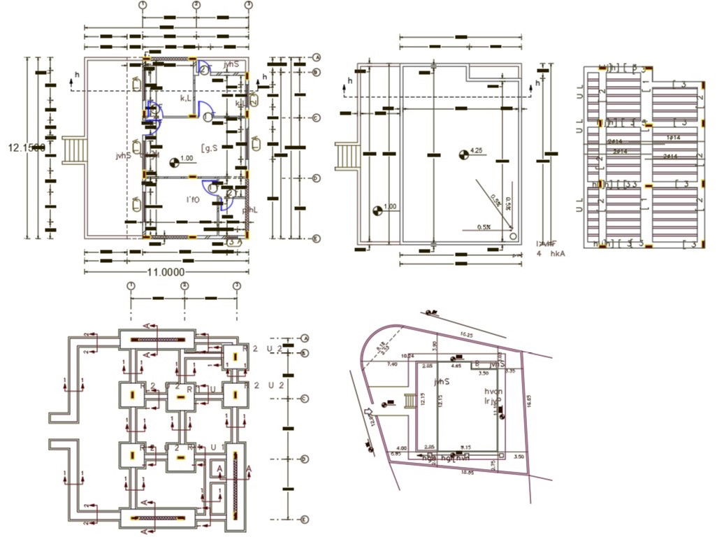 36 X 40 House Plan AutoCAD File( 160 Square Yards)